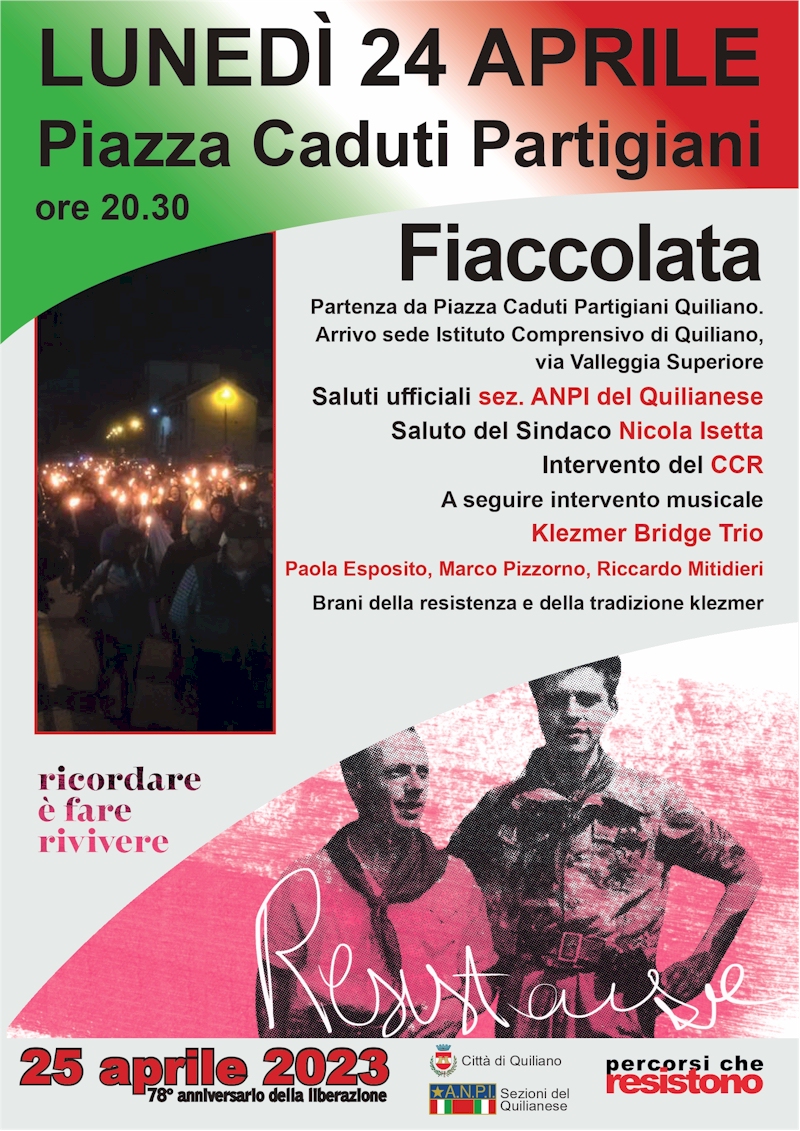 Fiaccolata - Lunedi 24 aprile - e divieti circolazione